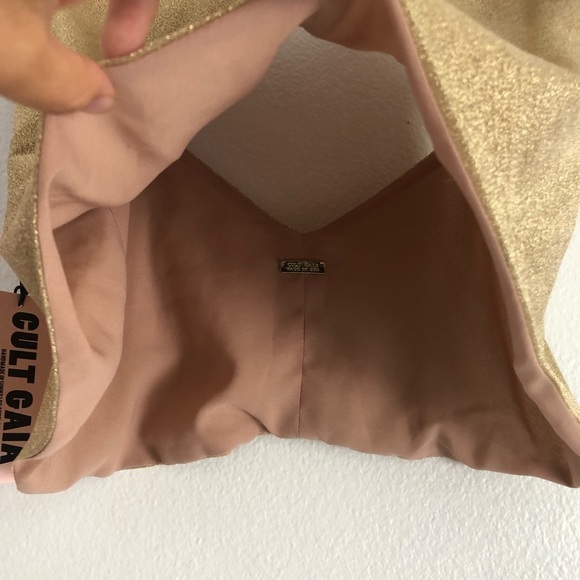 NWT Cult gaia alia camisole cropped tank top shiny gold - Picture 9 of 14